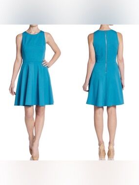Rebecca Taylor Fit and Flare Ponte Dress turquoise blue Taylor Swift 4 nwot